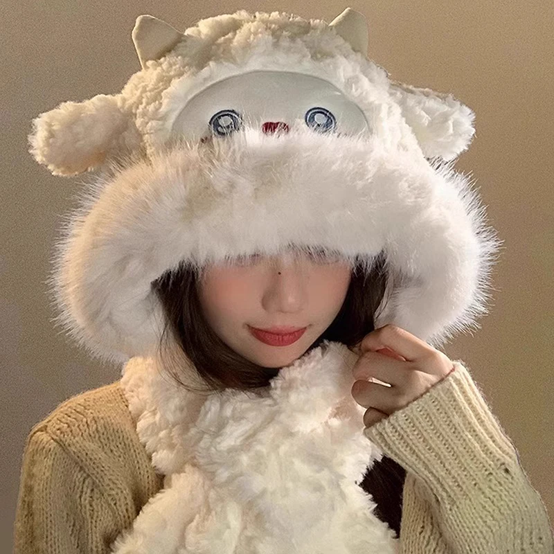 New Sheep Women's Hat Beanies Plush Can Moving Sheep Ears Hat With Earflaps Movable Ears Boys Girls Children's Animal Caps