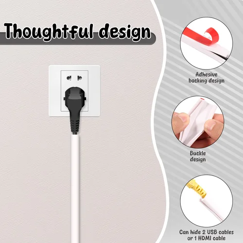 Imagen 2 del producto Kit ocultador de cables de 3/5/8M para montaje en pared, cubiertas de cables de Tv, gestión de cables de entrada, organizador de gestión de cables ocultos