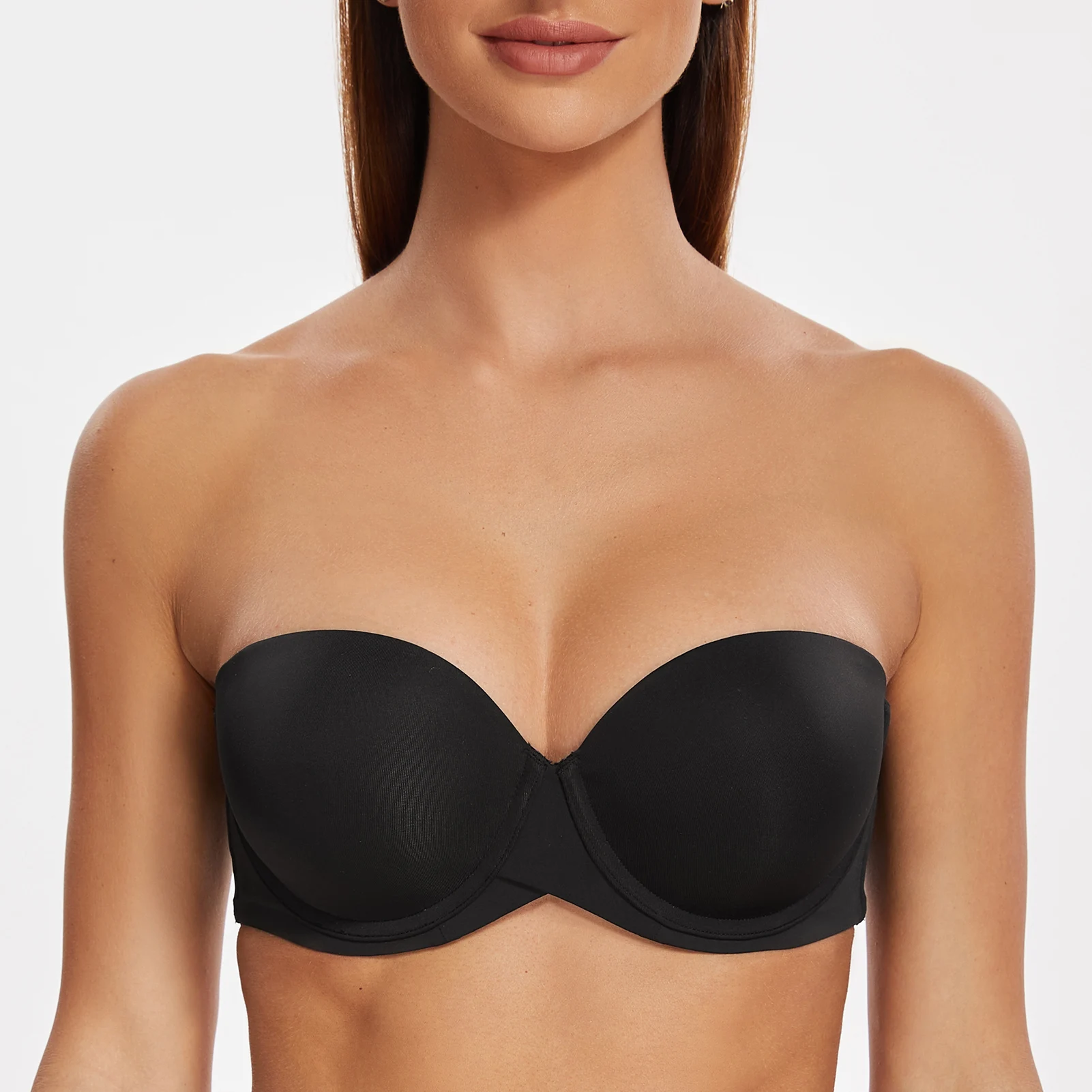 Plus Push Up Solid Strapless Bra