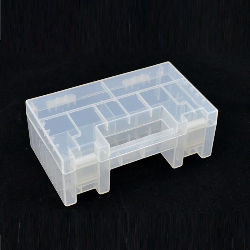 Caja de almacenamiento de plástico duro antiimpacto, resistente al desgaste, caja de batería, organizador práctico, soporte de compartimento interior transparente, AA, AAA