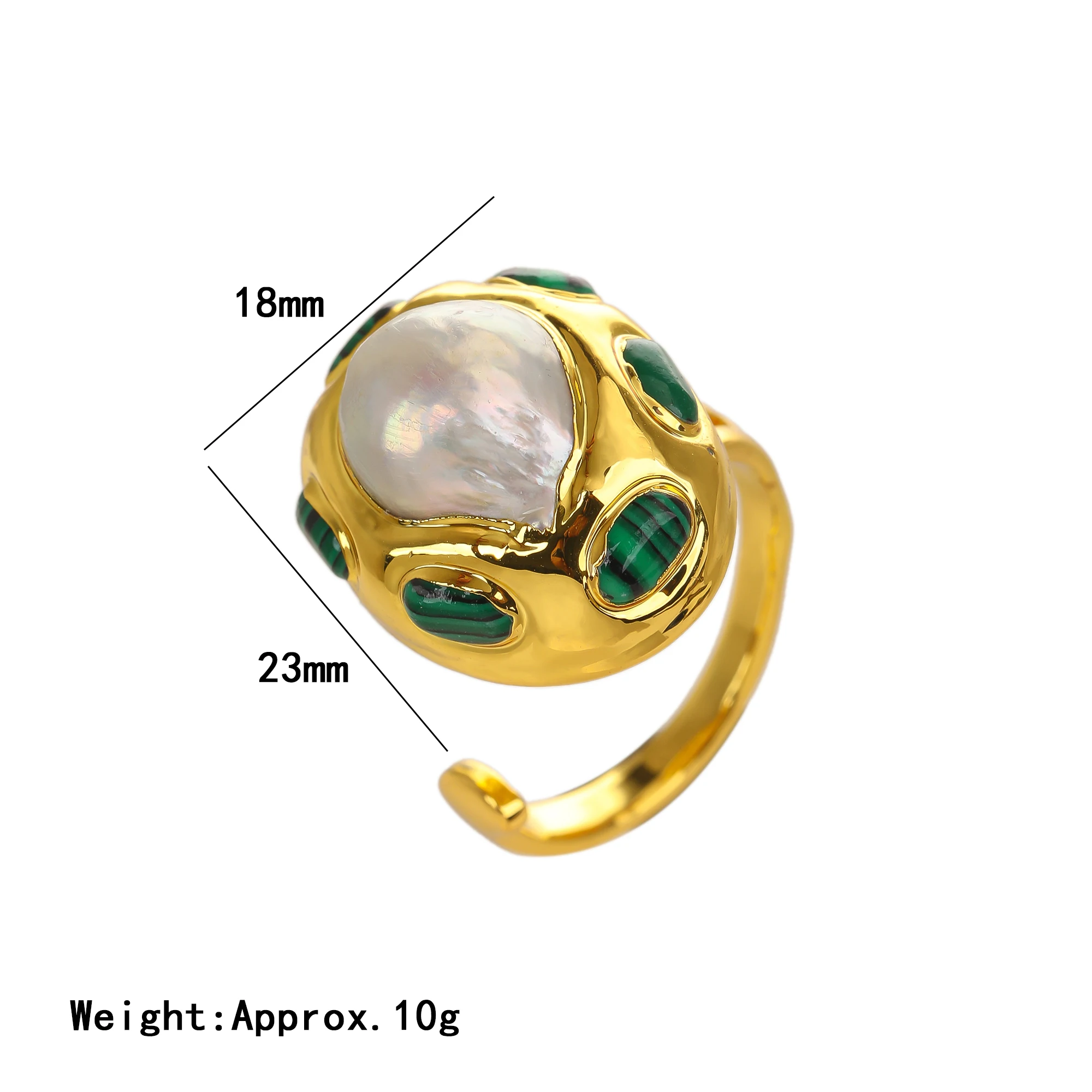 Barock-Perlenring Unregelmäßiger Vergoldeter Ring Luxuriöser Vintage Verstellbarer Fingerring Modischer Damenschmuck für Abendveranstaltungen – Detail 3