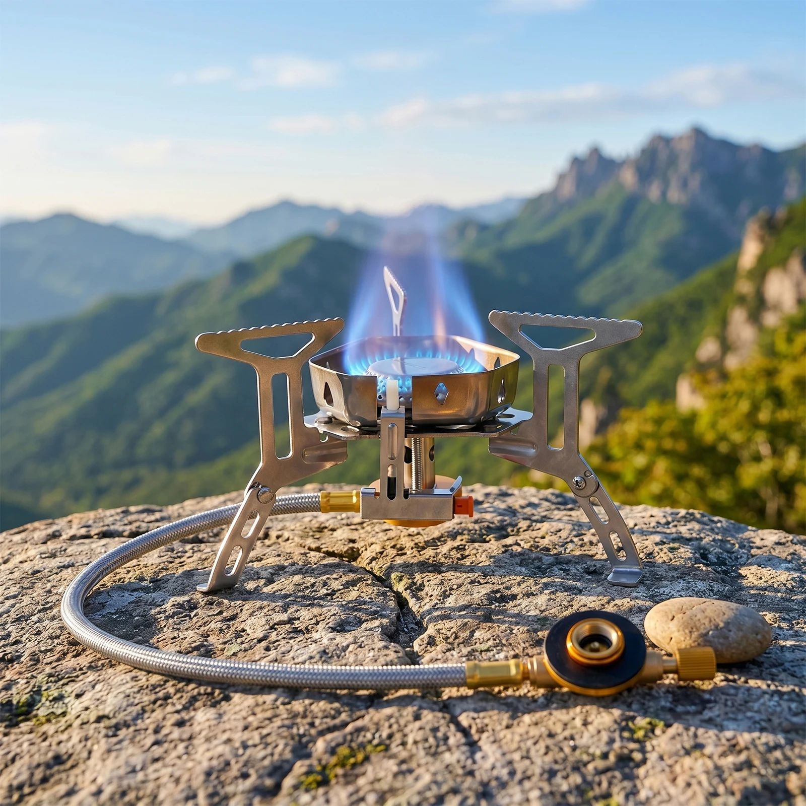 Camping Cooking Fire Stove - Camping Windproof Burner With Piezo Ignition