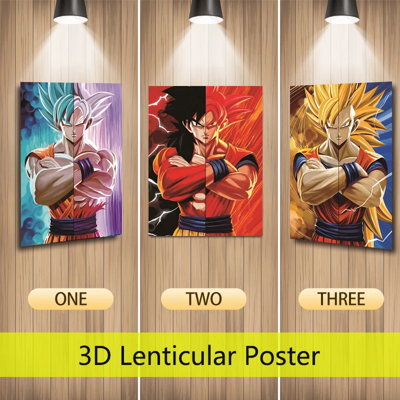 Dragon Ball 3D Lenticular Poster Wall Poster Wall Stiker Anime Painting 3D Flip Gradient Poster Home Decor Birthday Gifts Toy