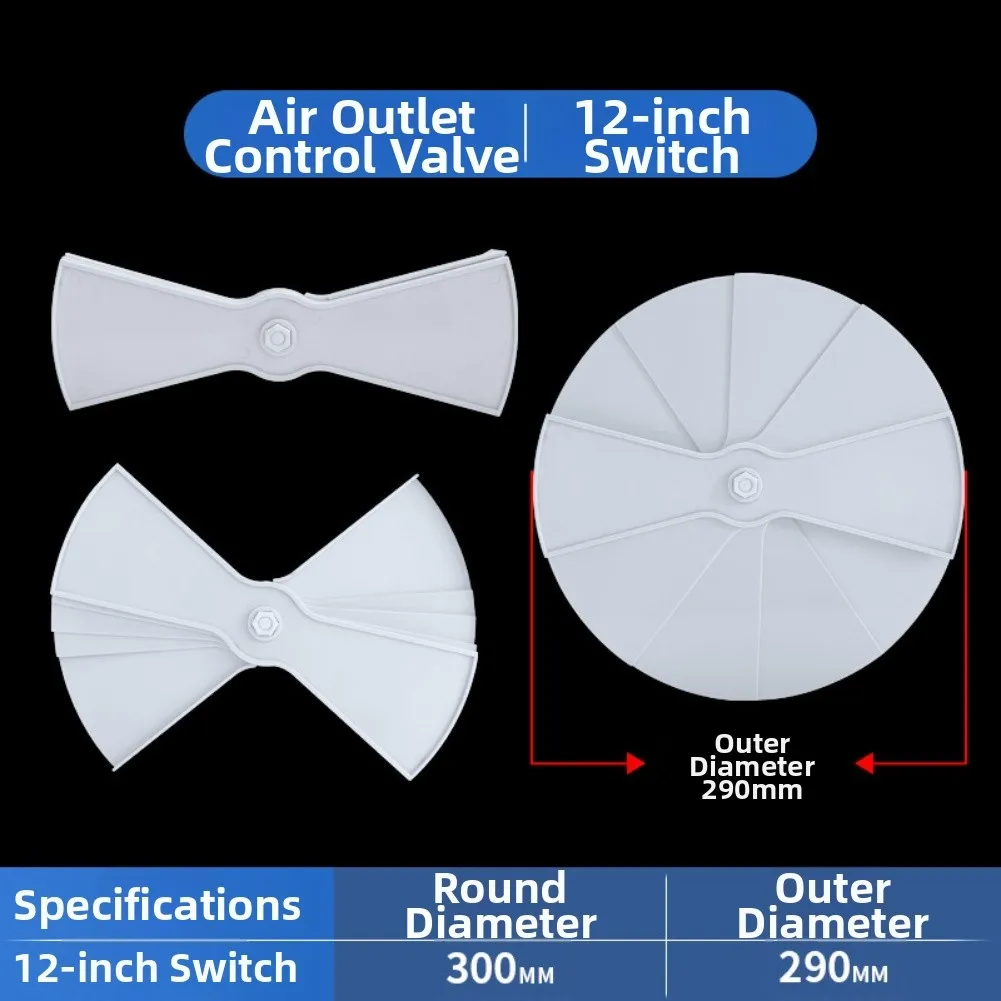 Adjustable 8 Inch ABS Air Vent Cover With 360 Degree Damper For Home Commercial Industrial HVAC Duct Diffuser Regulating Valve