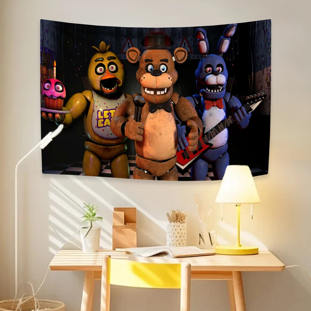 Classic Bear Game Tapestry Fnaf Prints Large Fabric Home Decor Wall Hanging Bedroom Living Room Background Friends Gift