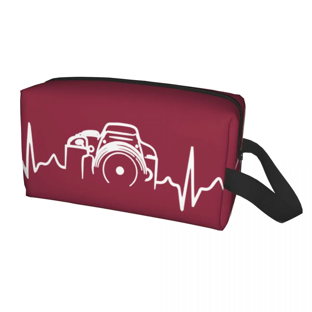 Kawaii Heartbeat Of Camera Travel Toiletry Bag for Women Photographer Makeup Cosmetic Organizer Beauty Storage Dopp Kit