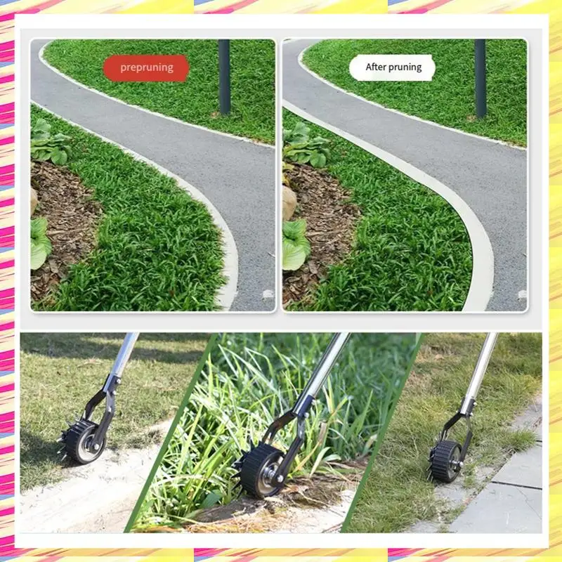 

ABJJ Wheel Rotary Edger, Manual Edger Lawn Tool,Adjustable Length With Sturdy 4-Section Stainless Steel Lawn Edger Tool