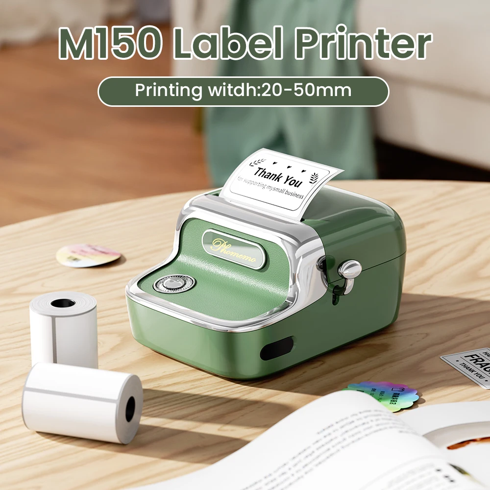 

Принтер этикеток Phomemo M150, Bluetooth-принтер для изготовления наклеек, термопринтер этикеток для домашнего использования и малого бизнеса, совместимый с телефоном, ПК