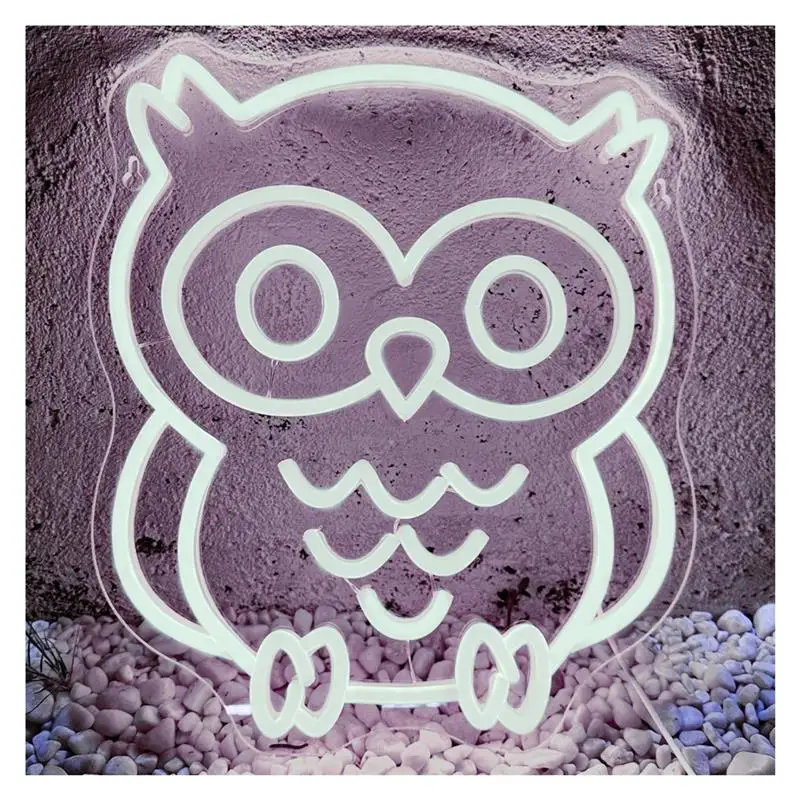 Owl Neon Signs USB Powered Adjustable Brightness Neon Lights, Suitable For Window Wall Decor 32cmx42cm
