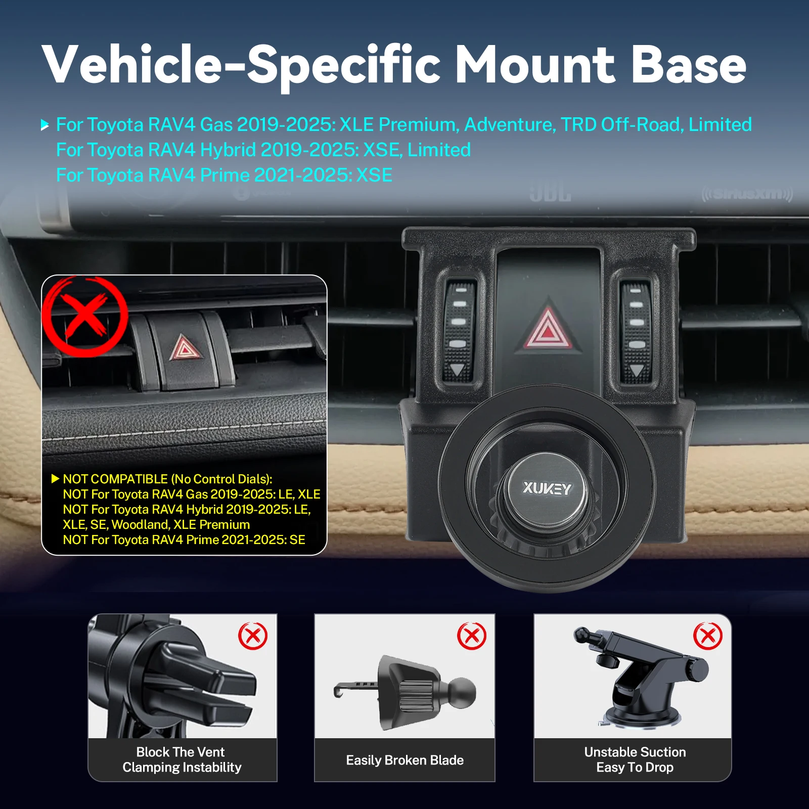 Magnetische Auto-Handyhalterung für Toyota RAV4 2019-2025 XSE TRD Limited mit Lüftungsschlitzen für MagSafe für iPhone 12-17 für Android – Detail 4