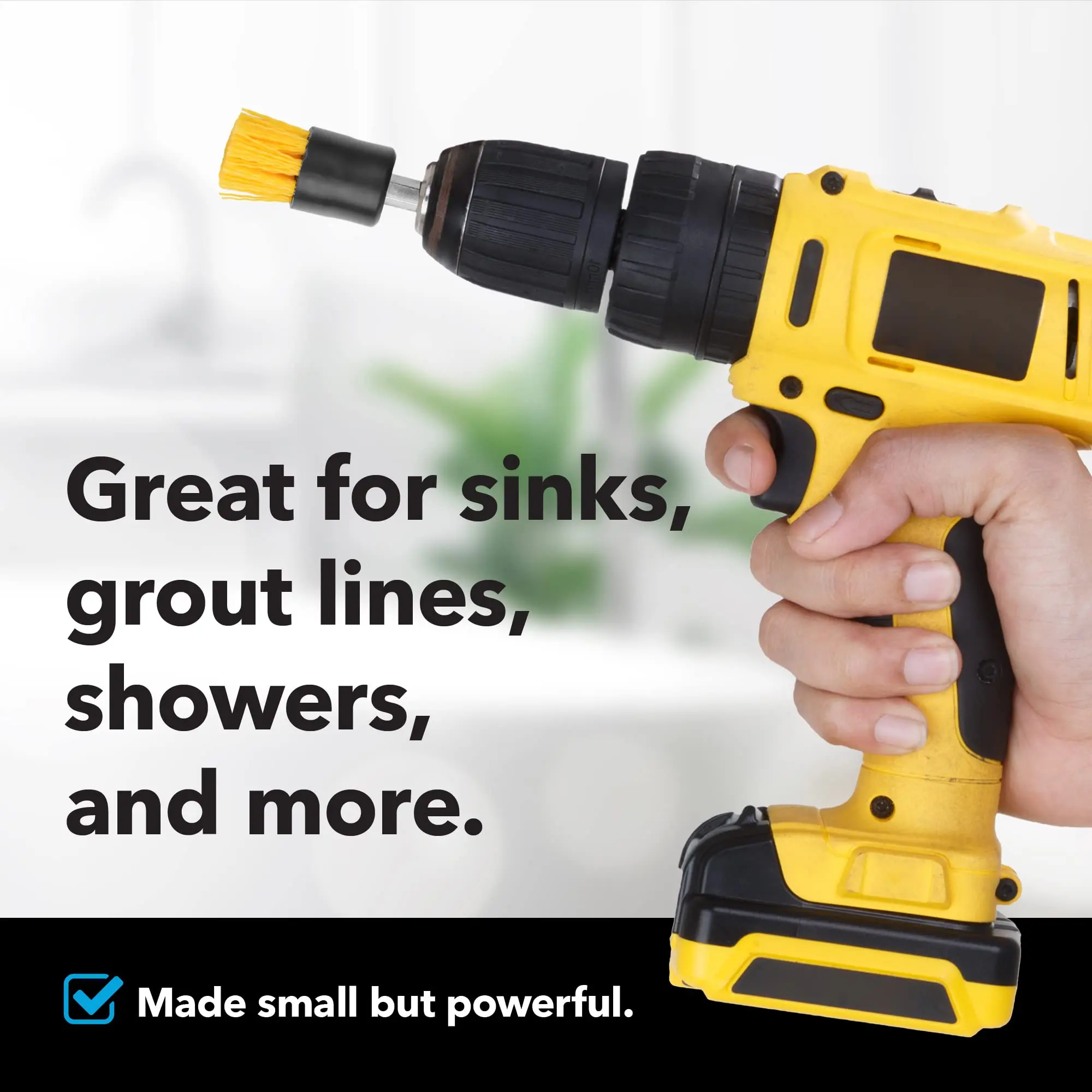 1 Inch Drill Brush Attachment Set 2 Tapered 2 Flat All Purpose Detail Brush Attachments for Cordless Drill for Cleaning