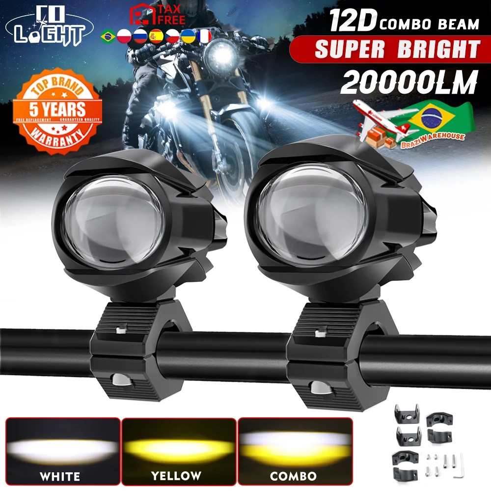 

CO LIGHT Motorcycle LED Driving Fog Lights 3“ White and Amber LED Projector Lights Spotlight for Tractor Truck ATV UTV 12V 24V