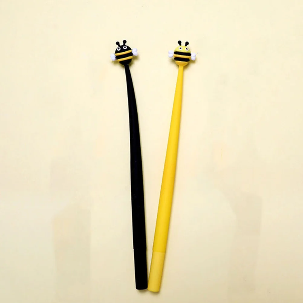 2 pçs canetas neutras em forma de abelha gel caneta 0.5mm ponta fina silicone escrita caneta para estudantes escritório escola papelaria substituição em massa