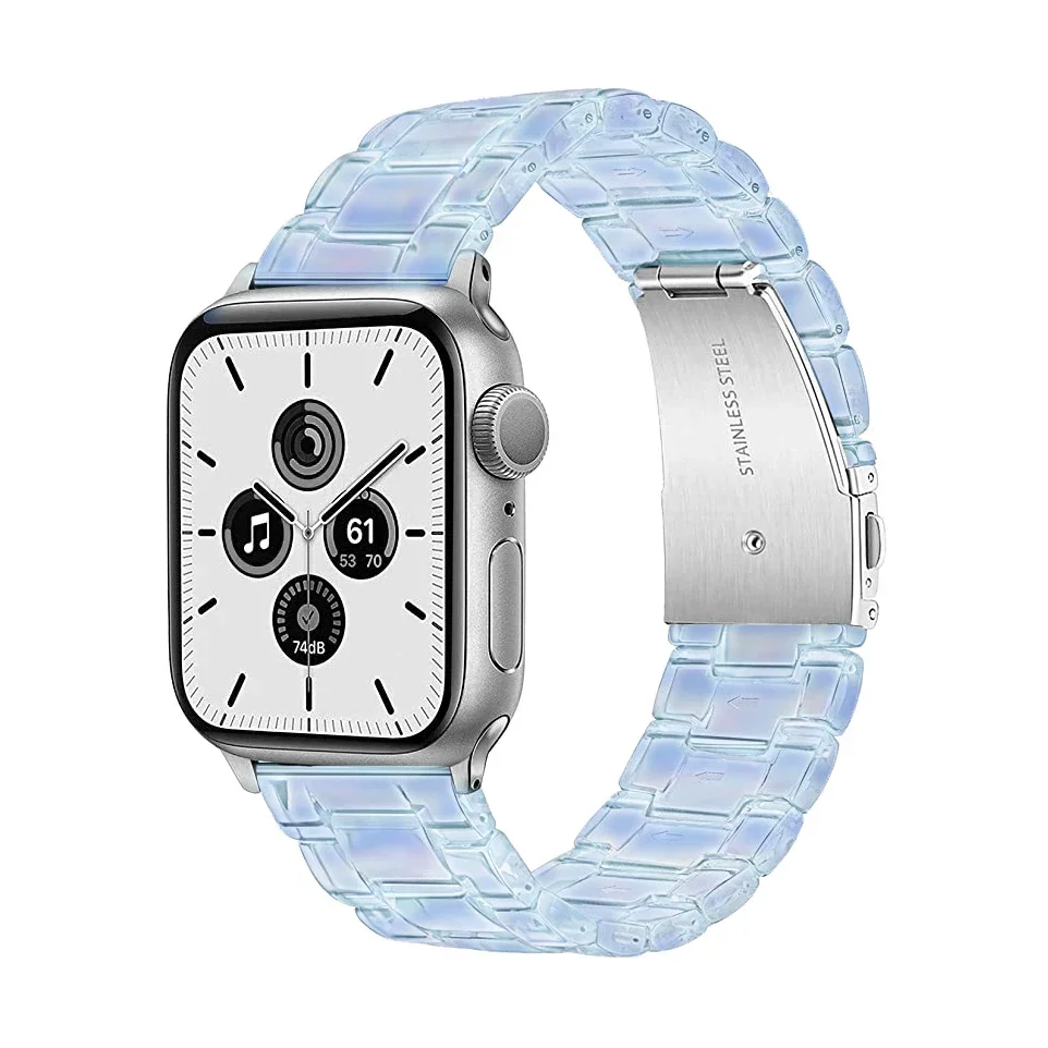 Resin Transparent Band for Apple Watch 38mm 40mm 42mm 44mm 41mm 45mm Women Clear Strap Bracelet for iWatch Series 7 6 5 se 4 3 2