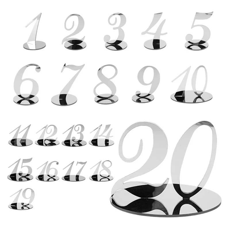 seat sign Table Numbers Wedding Table Numbers Acrylic Table Numbers for Wedding Table Numbers Stands for Wedding (Silver)