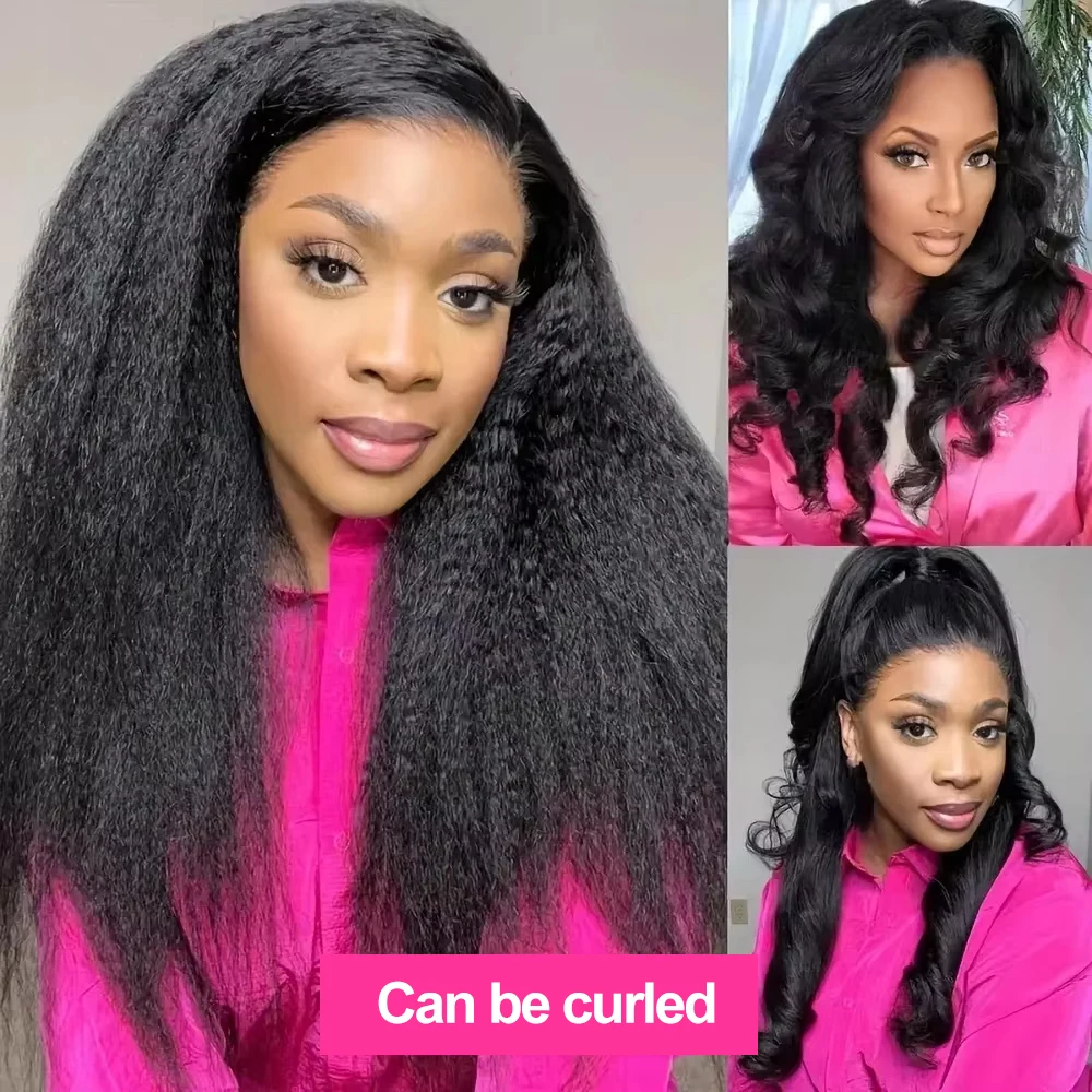 13x4 شفاف غريب مستقيم الدانتيل الجبهة الباروكات ياكي شعر طبيعي مفرود الباروكات ابيض الباروكات الأمامية للنساء السود قبل قطعها