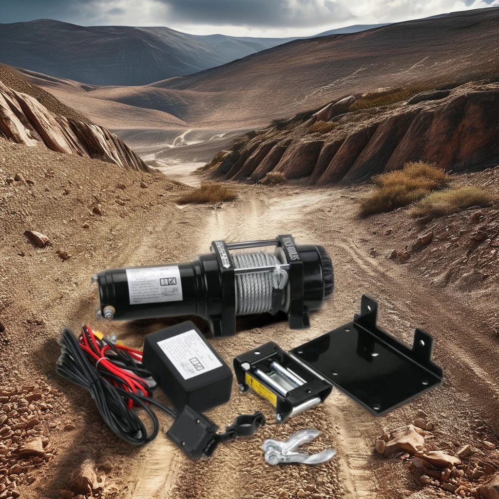 12V 4500 LBS Carbon Steel ATV UTV Off-Road Recovery Trailer Electric Winch Wireless Handheld Remote Corded Control New