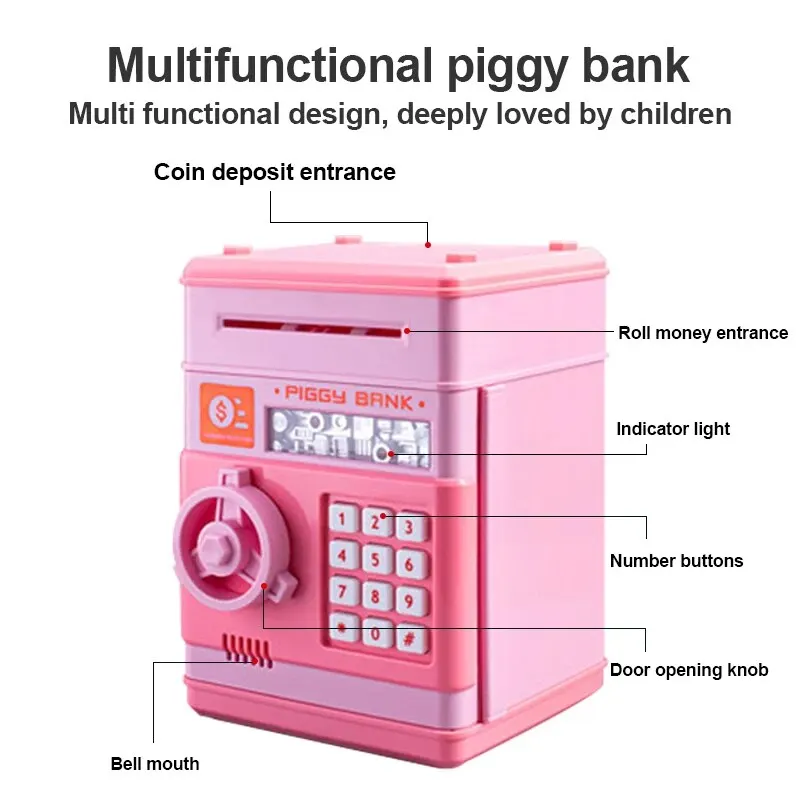 AIntelligence Piggy Bank for Children, Impressão Digital, Máquina ATM, Coins Digitais, Saving Safe Deposit, Kids Toy, Money Box