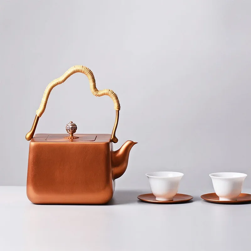 Chinese Teapot Side Handl Pure Handmade Copper Teapot Japanese Hot Kettle Thickened Coffee Pots Boiled Teapot Kongfu Tea Set