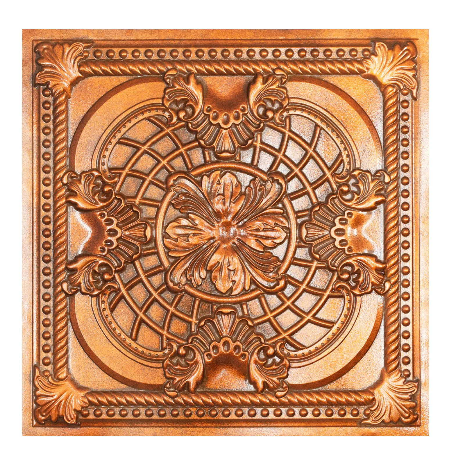 

Tin Ceiling Tiles Art Décor Easy to Install PVC Panels Rustic Accent Wall Décor for Cafe Club 10pcs/lot PL31 Archaic copper