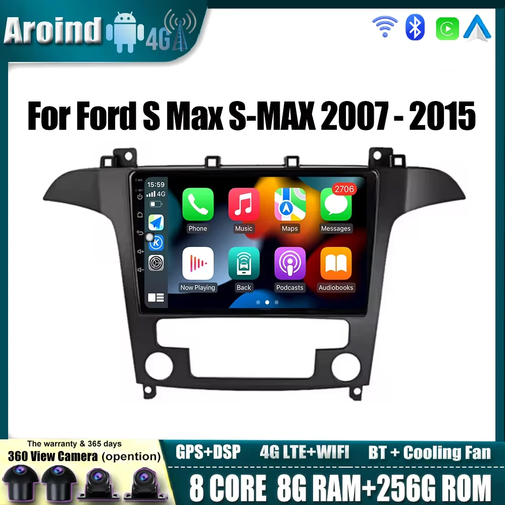

Android OS QLED 9inch Touchscreen For Ford S Max S-MAX 2007 2008-2015 Multimedia Player Navigation GPS Carplay Tools 4G 8Core BT