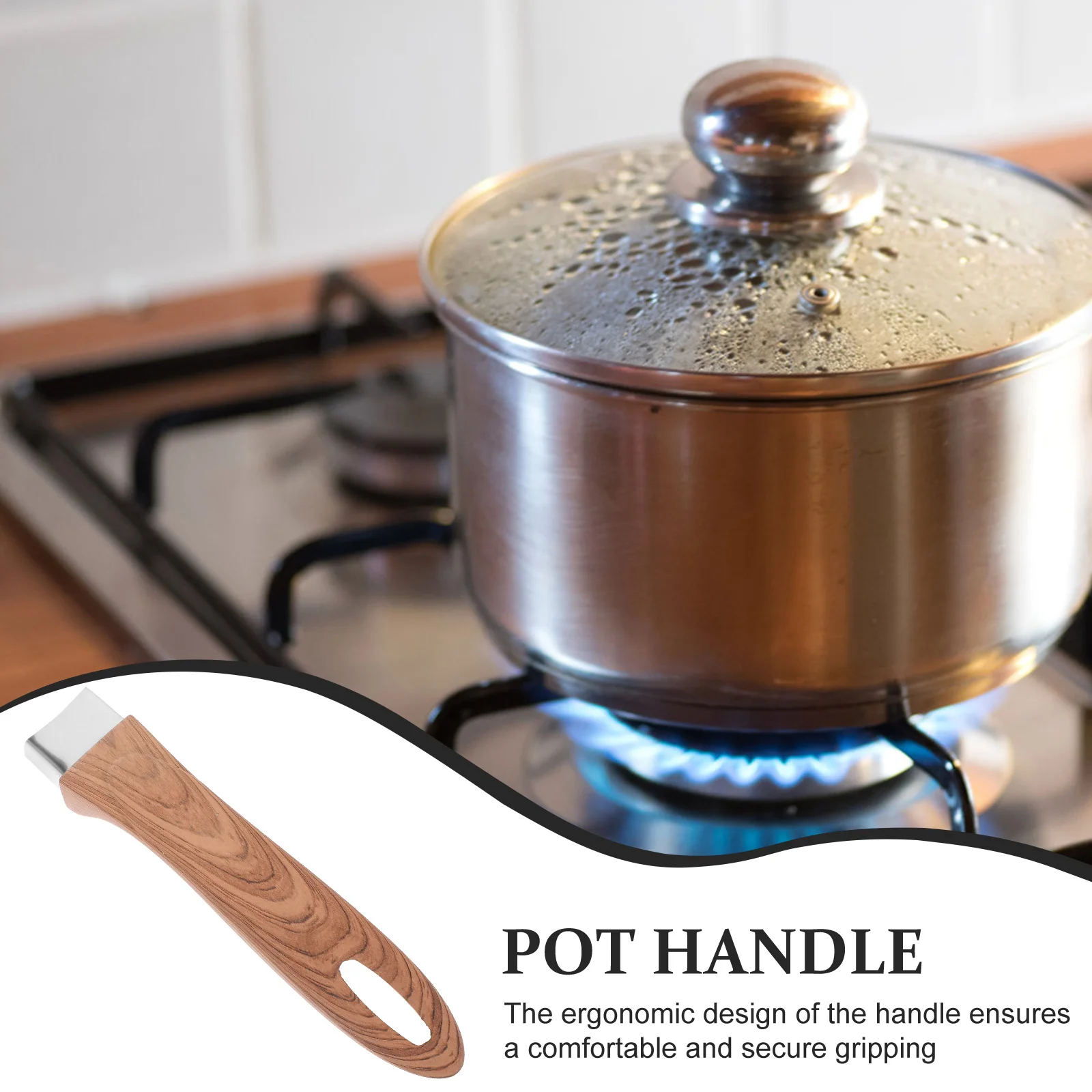 

Wood Grain Milk Pan Handle Detachable Anti-Scald Pot Grip Replacement Side Handle For Pots Frying Pan Cookware Kitchen Utensils
