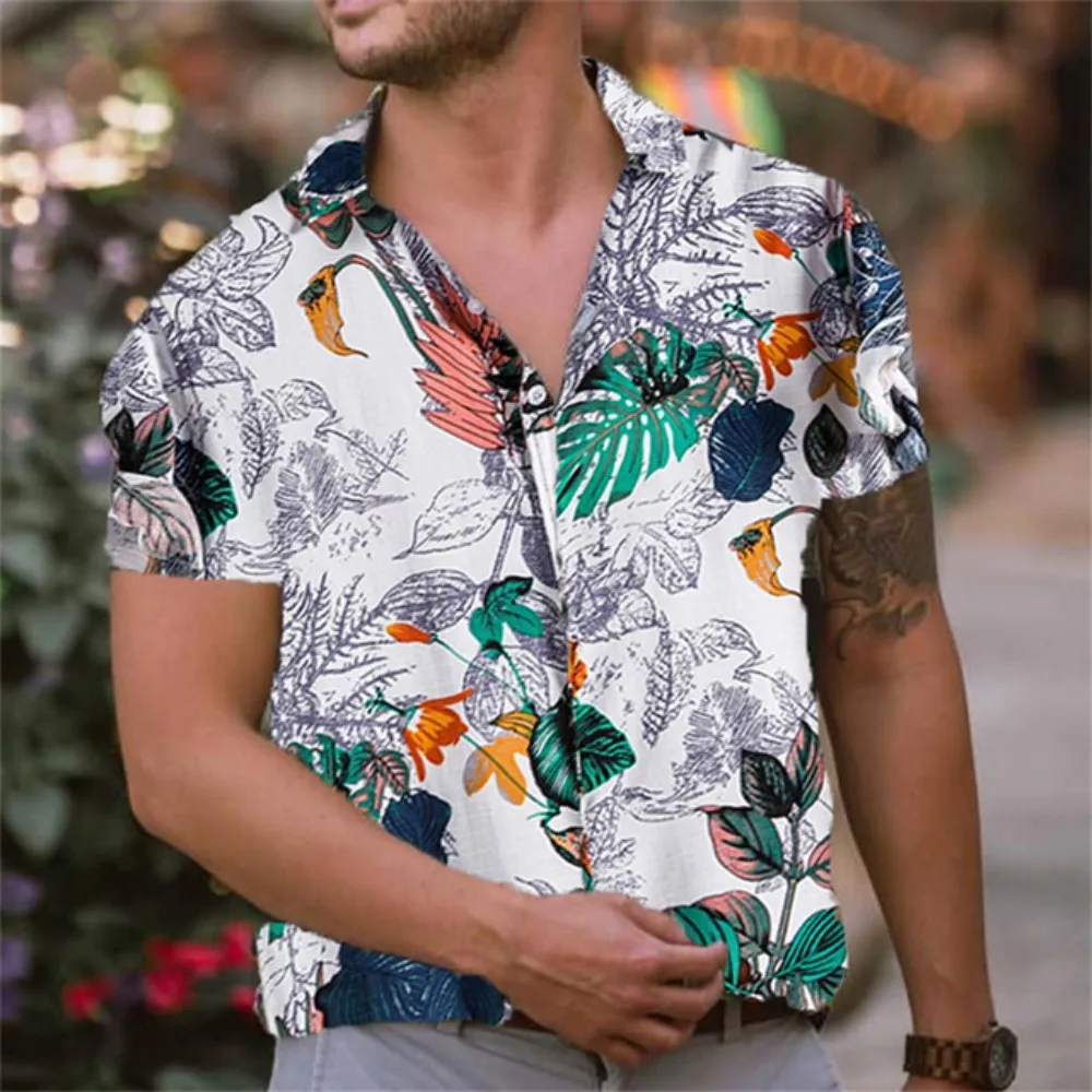 Summer Trend 3d Print Men\'s Shirt Hawaii New Tree Coconut Graphic Short Sleeve Tops Fashion Clothes 2023 Beach 5xl Blouse