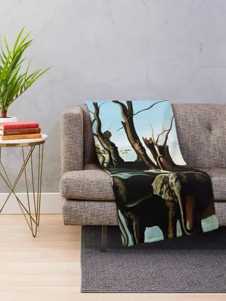 Salvador Dali | Swans Reflecting Elephants Throw Blanket Luxury St for sofa Soft Beds Thins Blankets