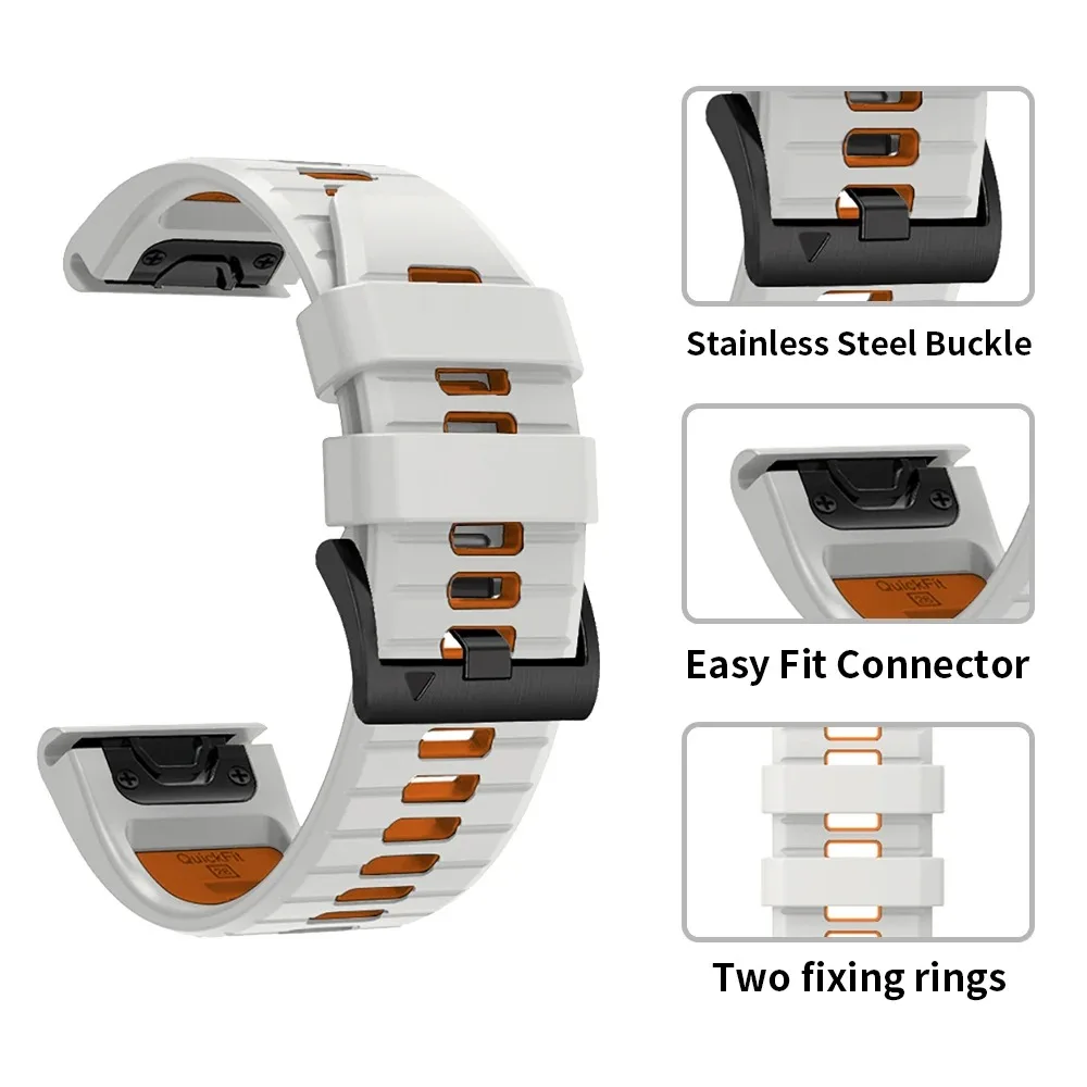 22mm 26mm cinturino in silicone bicolore per Garmin Fenix 7X 7 Pro Solar/6X 6 Sapphire 5 5X Plus 3 3HR/Epix cinturino 1:1 cinturino ufficiale