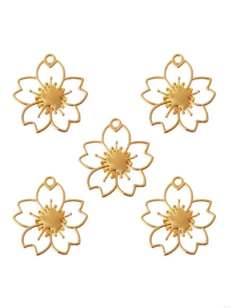 

Handmade 5 Pieces Bezel Setting Cherry Flower Blank Resin Frame for DIY Necklace