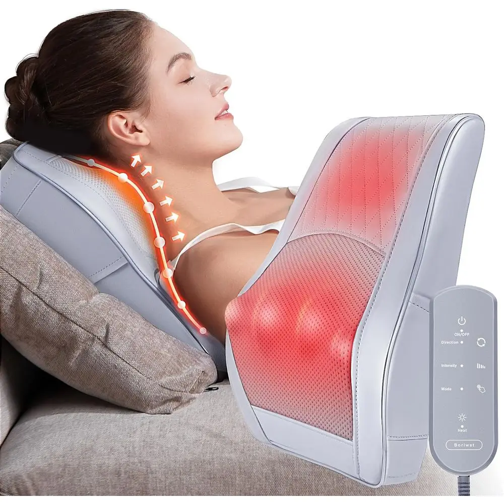 

Heated Shiatsu Massage Pillow for Deep Tissue Relief, 3D Kneading for Neck, Shoulders, and Back, Portable for Home, Office, or C
