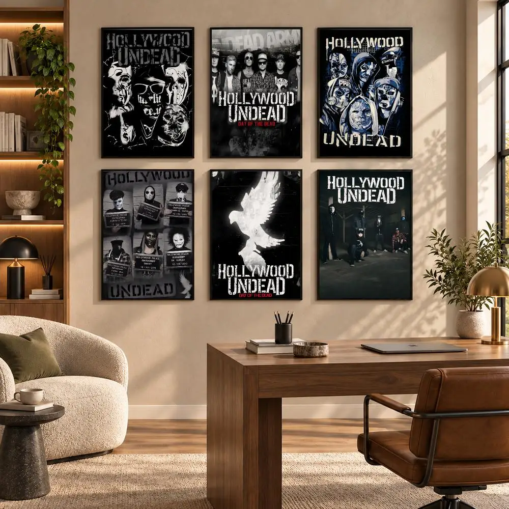 Hollywood-Undead band Poster Self-adhesive Art Waterproof Paper Sticker Coffee House Bar Room Wall Decor