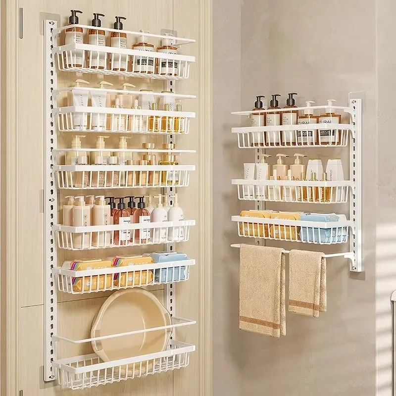 Bathroom storage rack, door rear shelf, crevice wall hanging, narrow shelf, multi-layer bathroom storage rack, adjustable shelf
