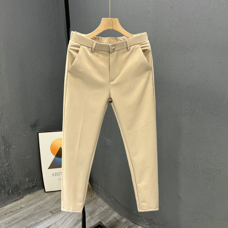Men\'s Clothing Summer Fashion Business Casual All Match Suit Pants Formal Strecth Solid Straight Slim Trousers Pantalones Hombre