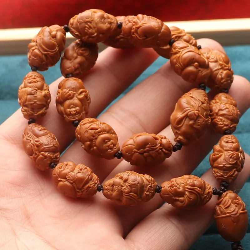 Carved Olive Nut 18 Landowner God of Wealth Handheld Crafts Small Seed Hand Pieces Bracelet Eight Mammon