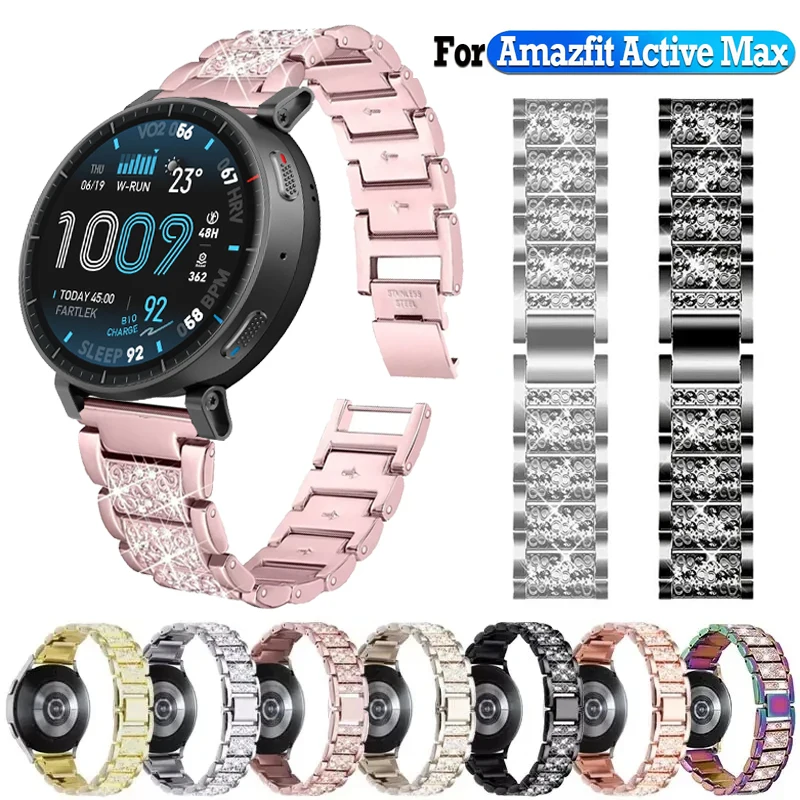22mm Uhrenarmband für Amazfit Active Max Diamond Band für Amazfit T-Rex 3 Pro 48mm/Bip 6 5/GTR2 3 4 47mm/Balance 2/Helio/Stratos