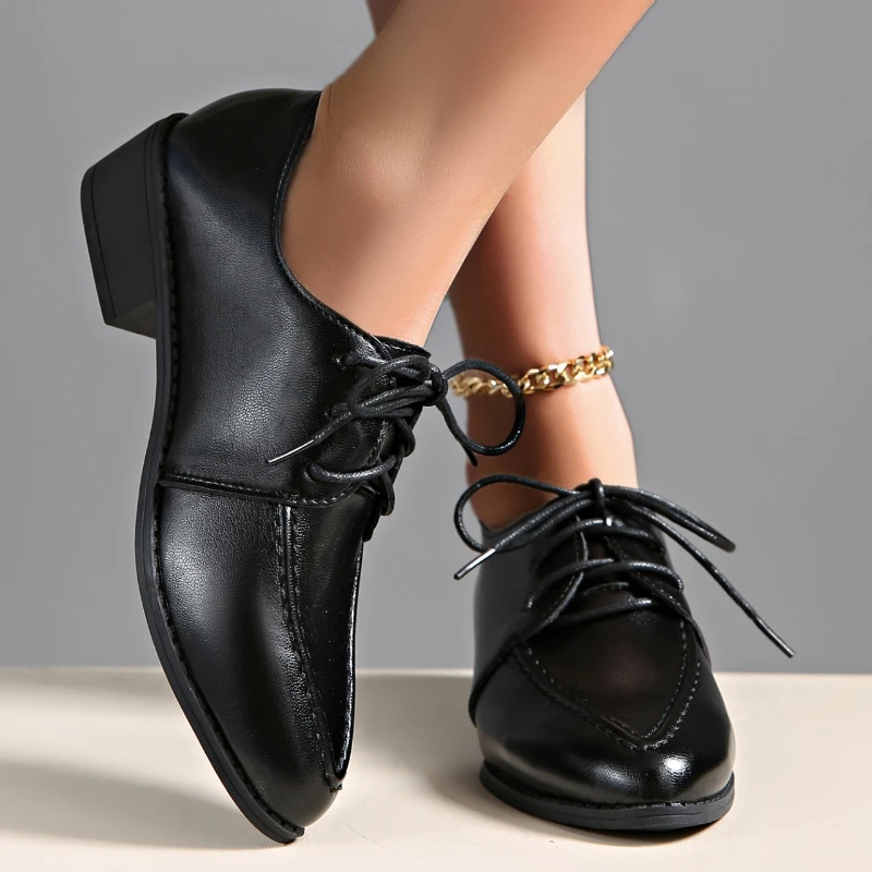 2025 ใหม่Elegantสิทธิบัตรหนังรองเท้าสําหรับสตรีฤดูใบไม้ผลิฤดูร้อนแฟชั่นชี้Toeส้นหนารองเท้าเดียวPlusขนาด