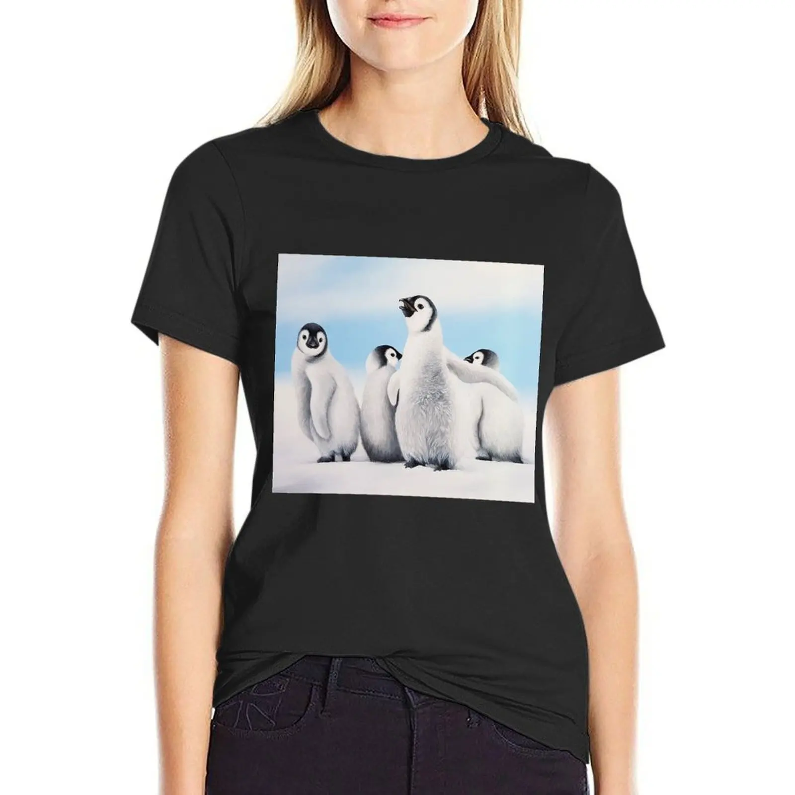 The Chicks of Antarctica T-Shirt lady clothes customizeds oversized animal print Women's clothing