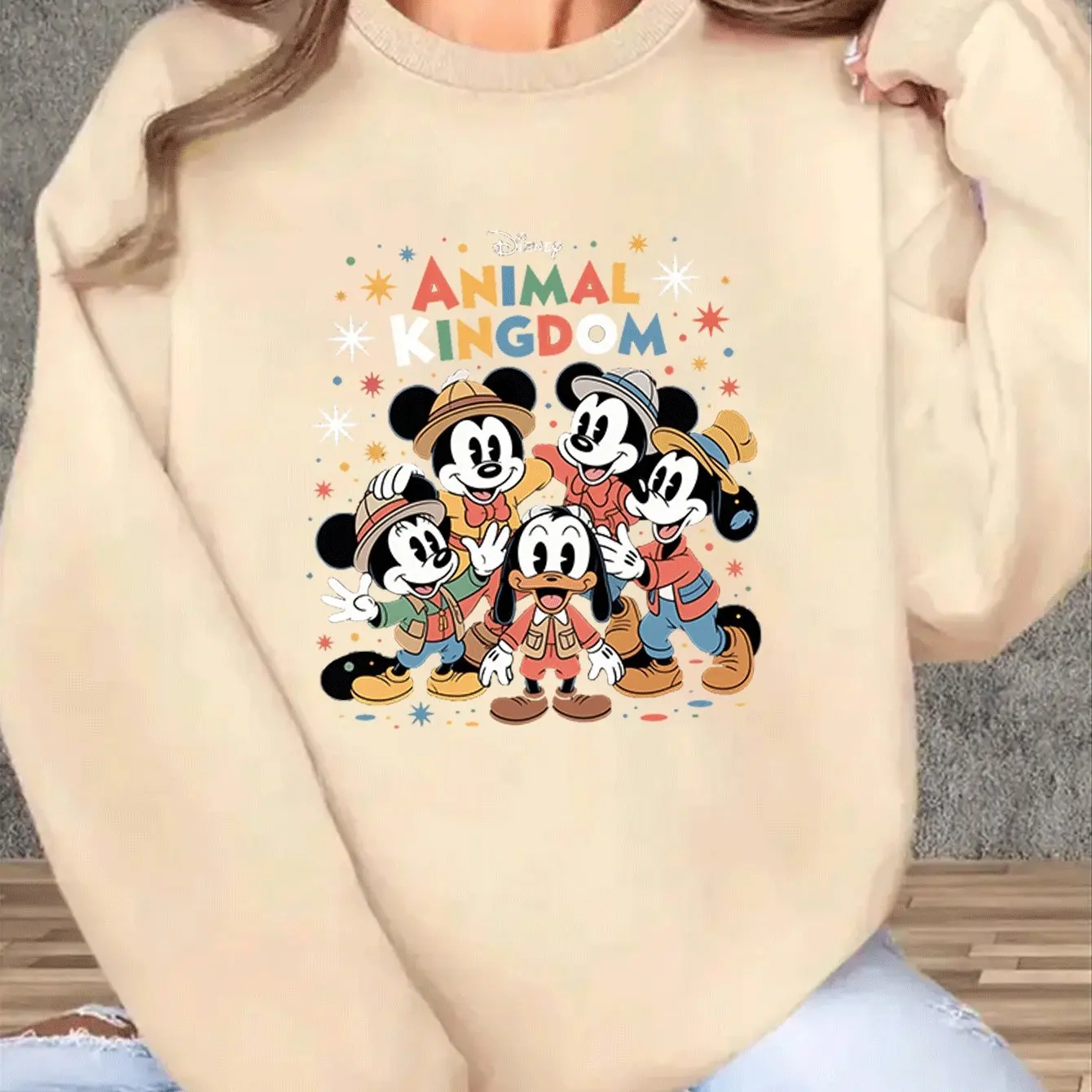 Sweat-shirt col rond Disney Mickey Mouse pour femme, pull unisexe en polaire, mode décontractée, assorti avec tout, surdimensionné, automne et hiver