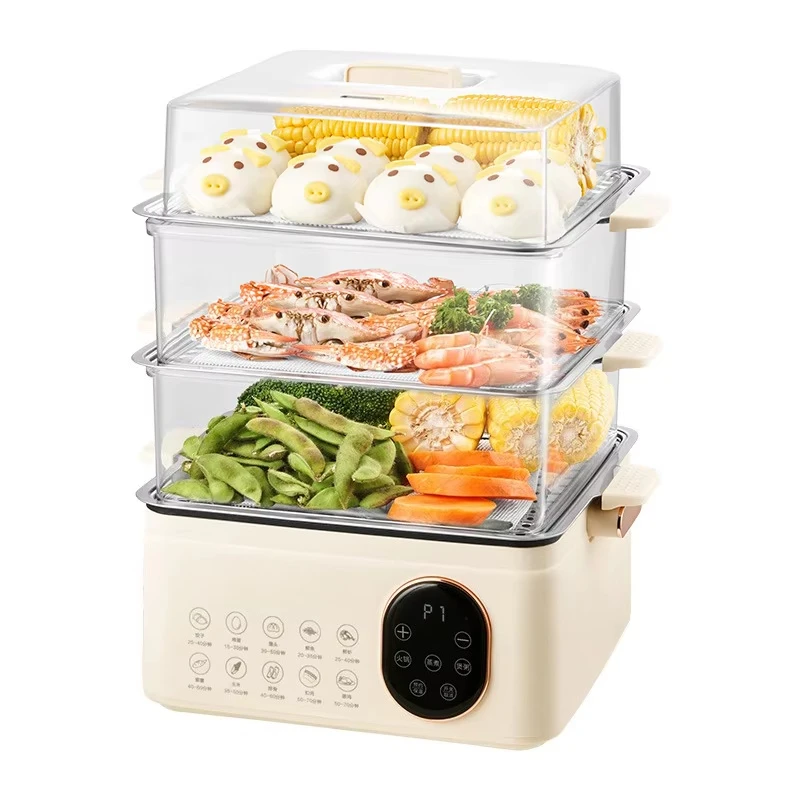 household electric steamer all-in-one machine Intelligent reservation Multifunctional steamer Three-layer transparent layer