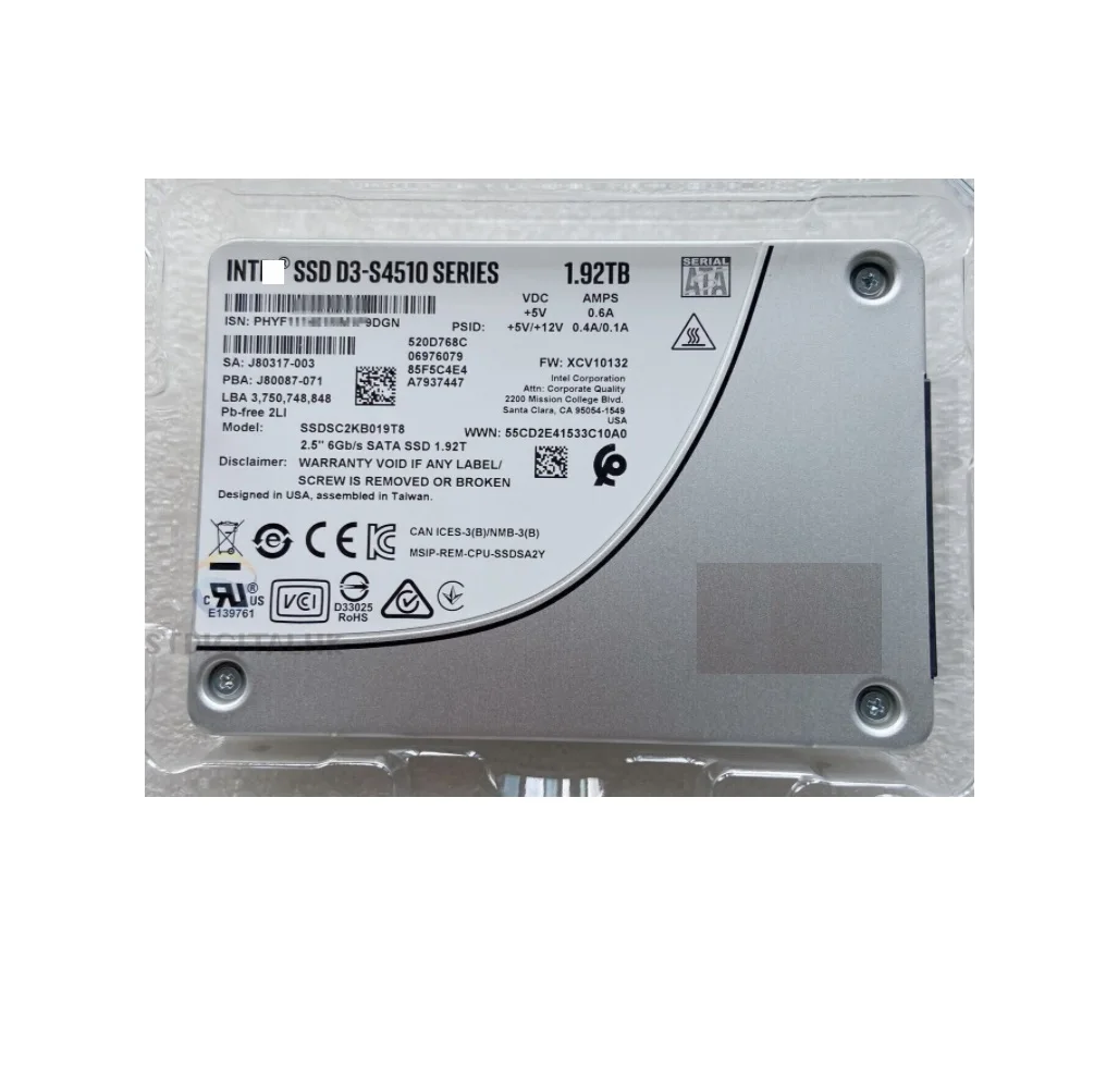 D3-S4510 SSD yang hampir baru 1.92TB 3D NAND TLC 100% health SATA 6 Gb/s 2.5 inci Enterprise Solid State Drive untuk Intel