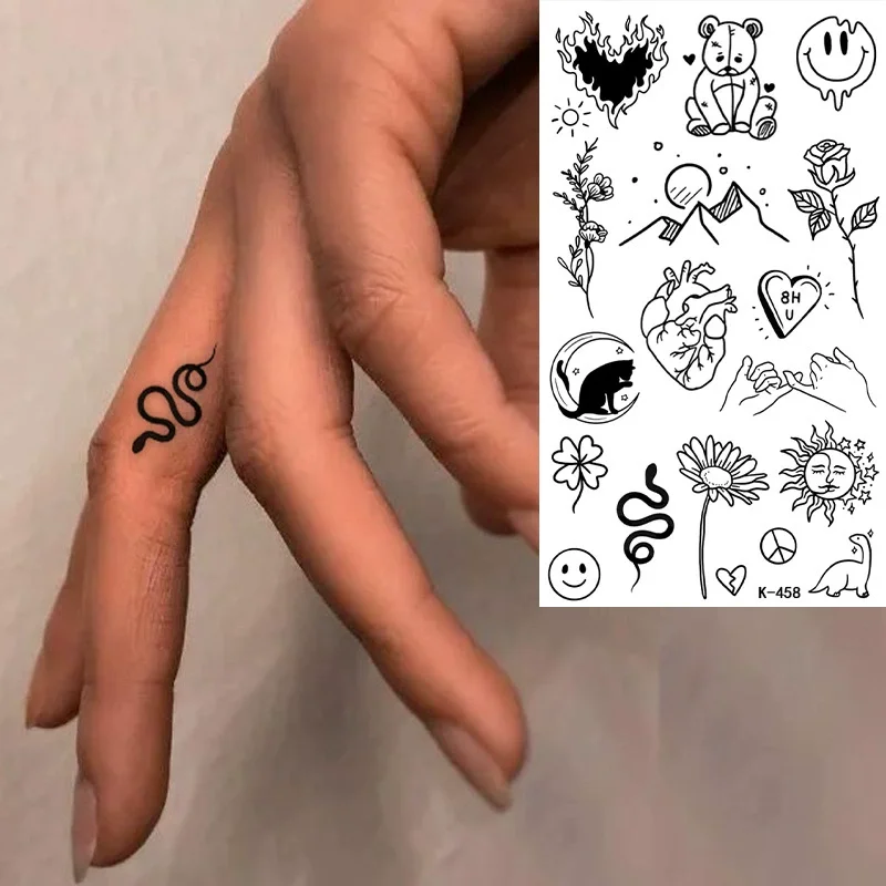 헤나 손가락 문신(18) 임시 문신, 15일까지 지속되는 신기술 매직 방수 반영구적 스티커.