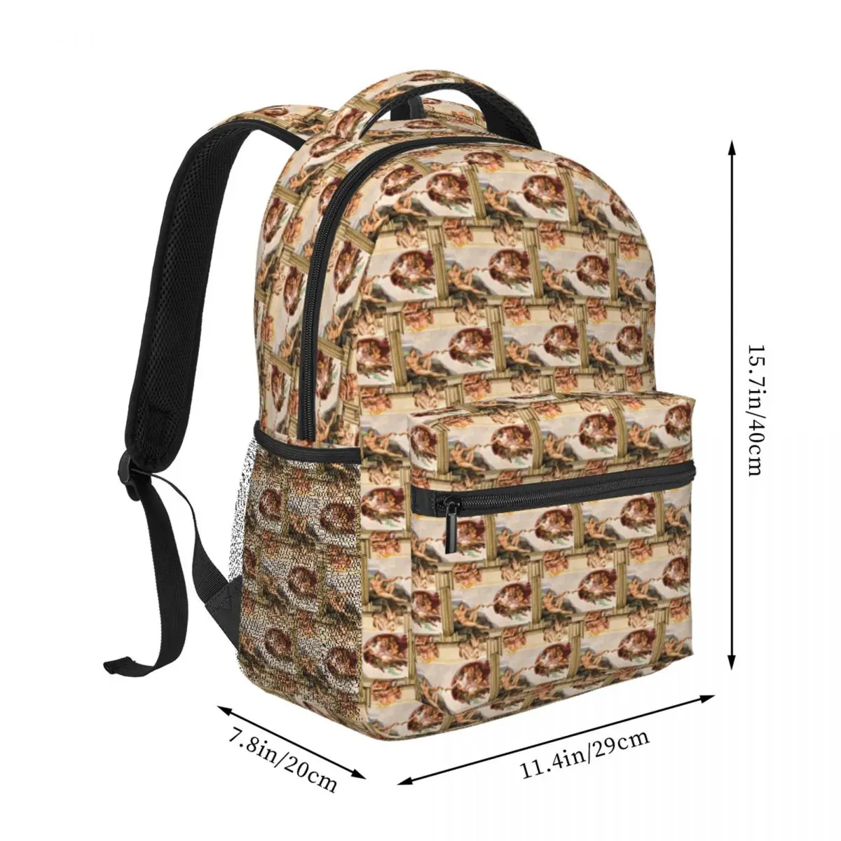 Vatican Genesis Creation Of Adam Color Sistine Chapel Backpack Student BookBag Kids School Bag Laptop Shoulder Bags Men Women