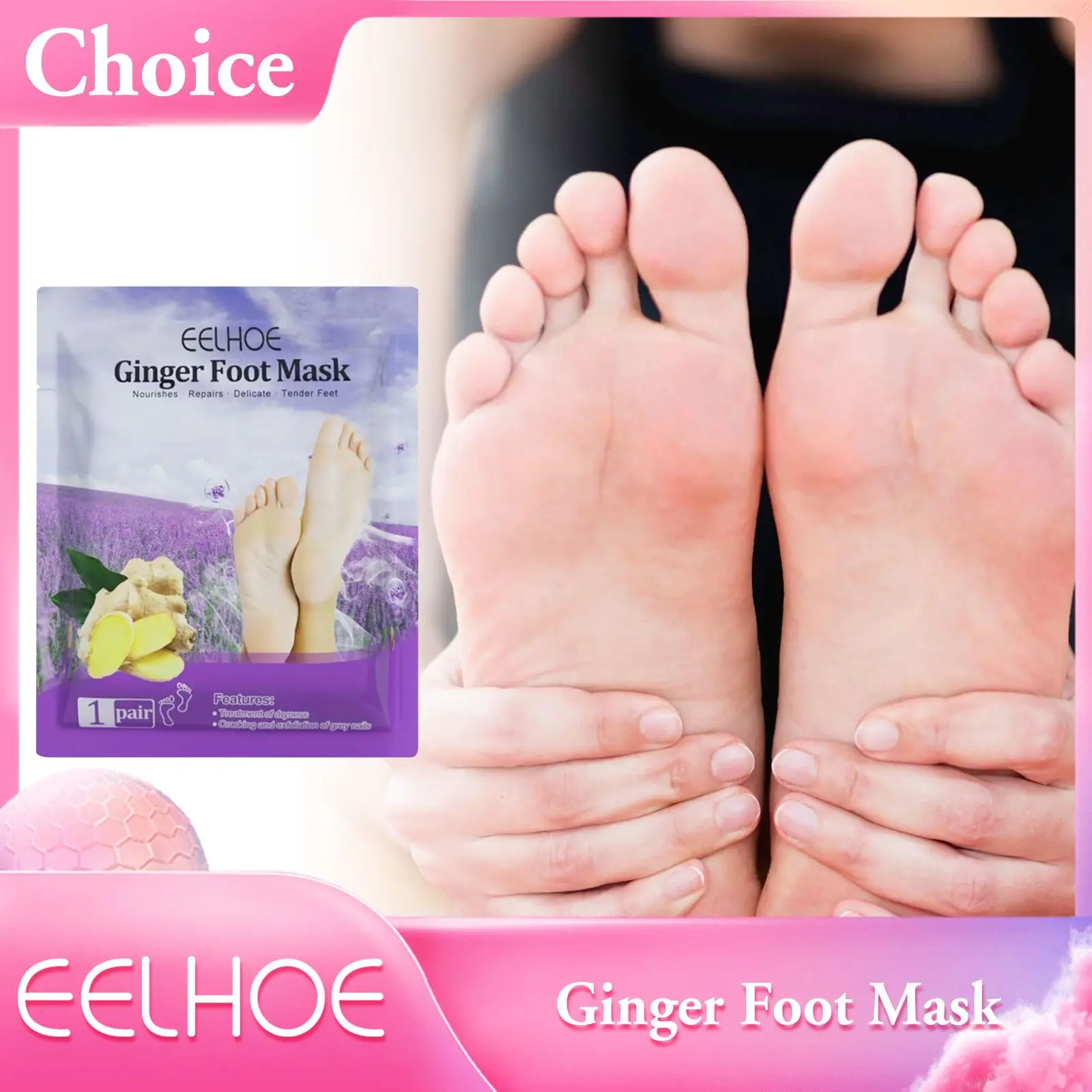 

Exfoliating Ginger Foot Mask Foot SPA Pedicure Socks Anti Crack Dead Skin Remover Nourishing Moisturizing Repair Foot Skin Care