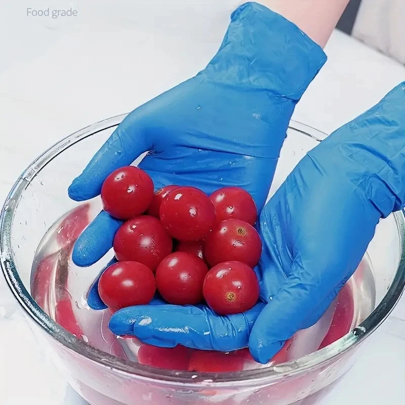 20/50/100PCS Blue Nitrile Gloves Disposable Household Cleaning Gloves for Kitchen Dishwashing Waterproof Latex Free Powder Free