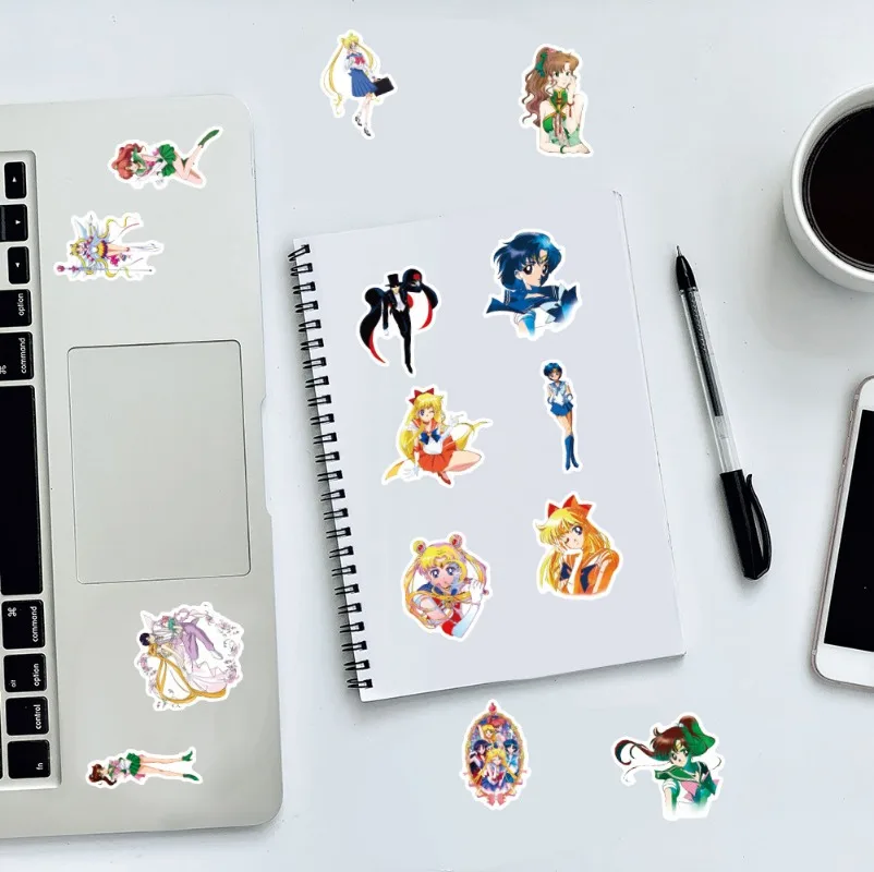 50pcs Sailor Moon Kawaii Stickers Cartoon Anime Derivative Peripherals Cute Sticker Notebook Water Glasses Decoration Gifts New view 6