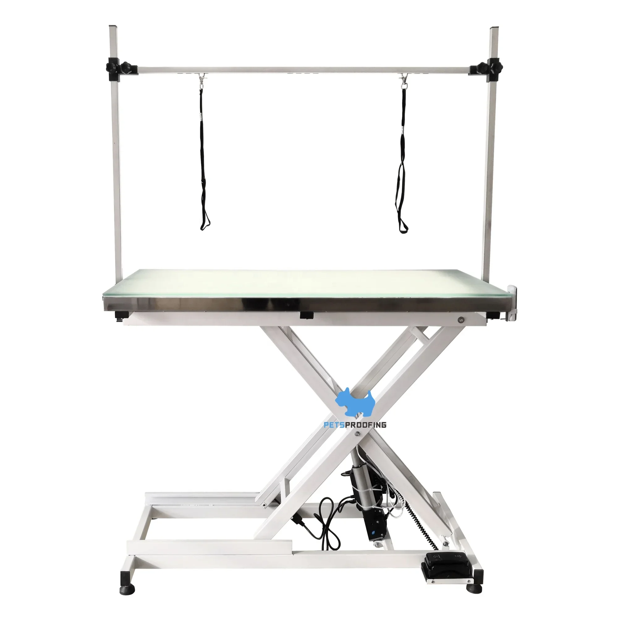 

Pet supplies Illuminated Electrical LED Adjustable Height Folding hydraulic air lifting dog cat pet grooming table for show