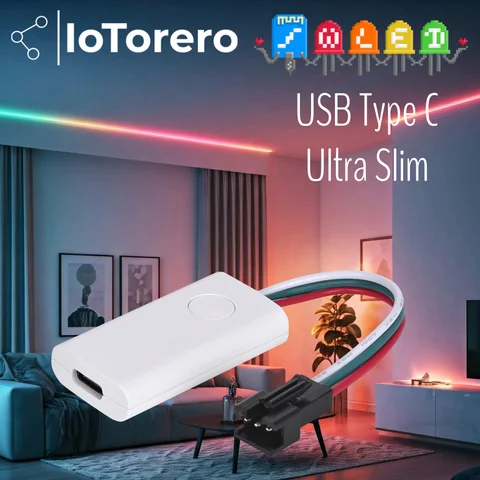 IoTorero WLED Slim tipo C USB controlador de tira direccionable portátil funciona con Power Bank