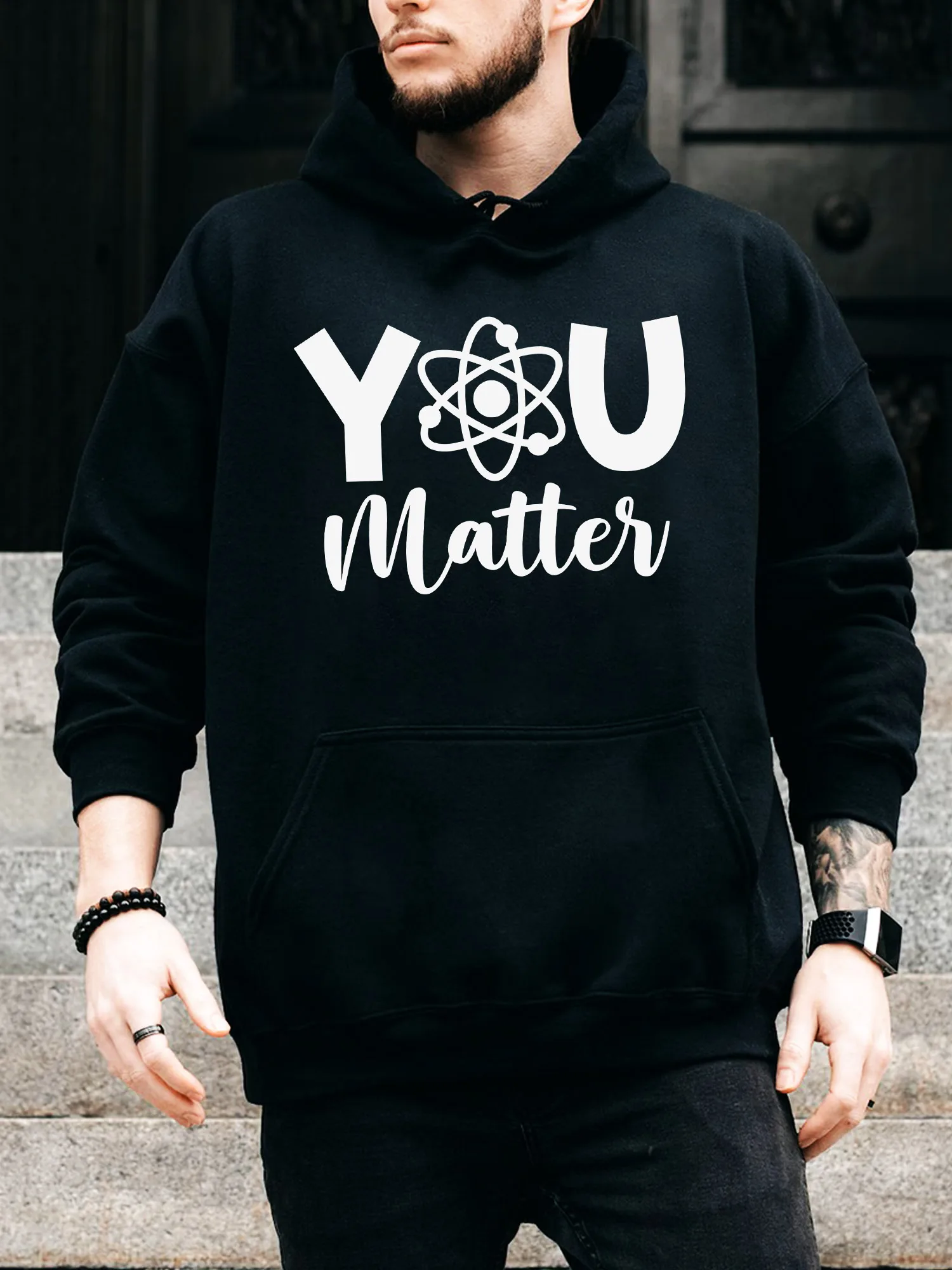 

Мужская толстовка на шнурке You Matter Science Teacher — повседневный удобный черный пуловер, осенне-зимняя толстовка с капюшоном