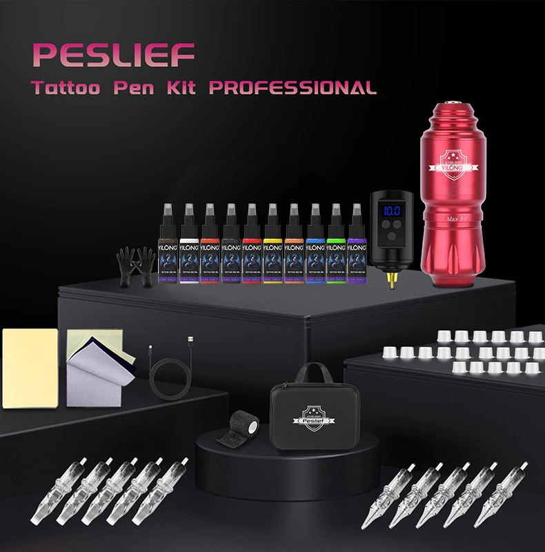 Wireless Tattoo Kit Rotary Tattoo Maschine Set mit 10PCS Tattoo Patrone Nadeln Permanent Make-Up Werkzeuge für Tattoo Künstler